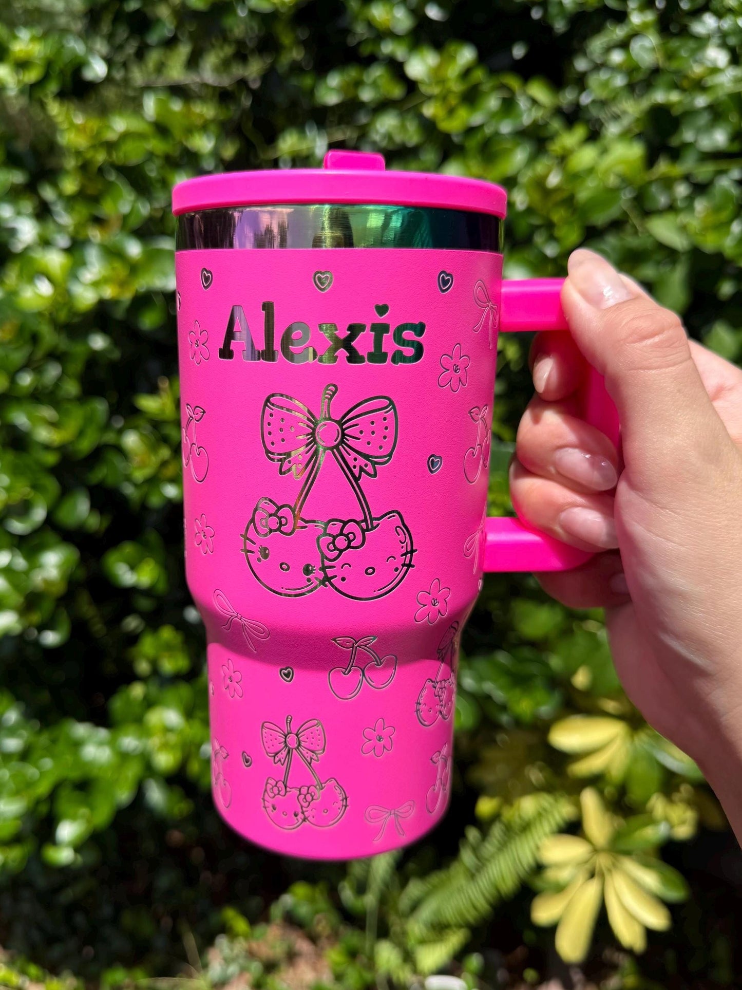 Custom Engraved Kids Tumbler, Kitty Tumbler, 20oz with handle, Engraved tumbler, Spill proof cup, HK Cherry gift for boys and girls Kawaii