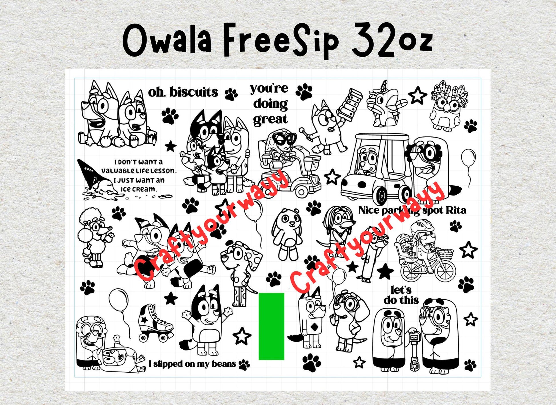Bluey Bingo 32oz Free Sip Owala, Engraved tumbler