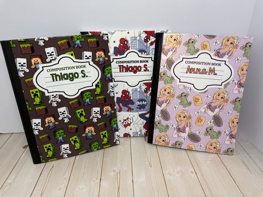 Personalized School Composition Book for kids, Disney School Themed, Personalized with name and your favorite character, Back to school