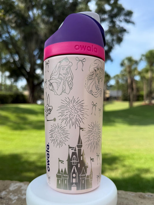 Custom Engraved Kids Owala FreeSip 16oz, Disney Princess Mashup Inspired