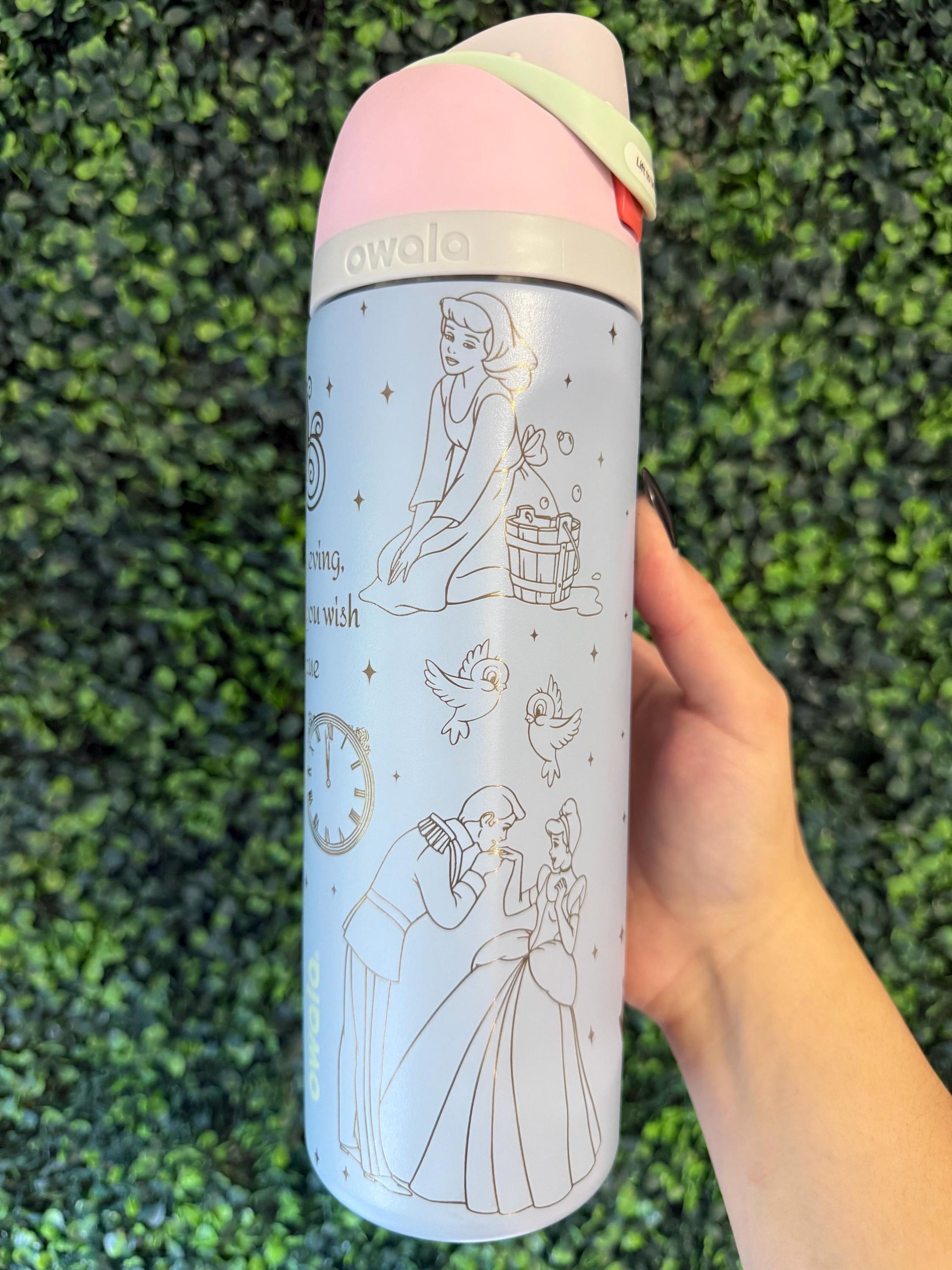 Cinderella Princess Movie 24oz Owala Free Sip, Engraved tumbler