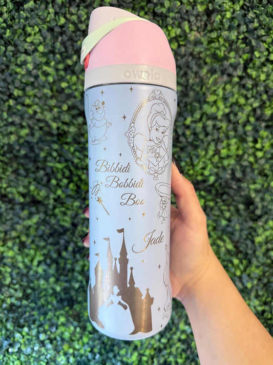 Cinderella Princess Movie 24oz Owala Free Sip, Engraved tumbler
