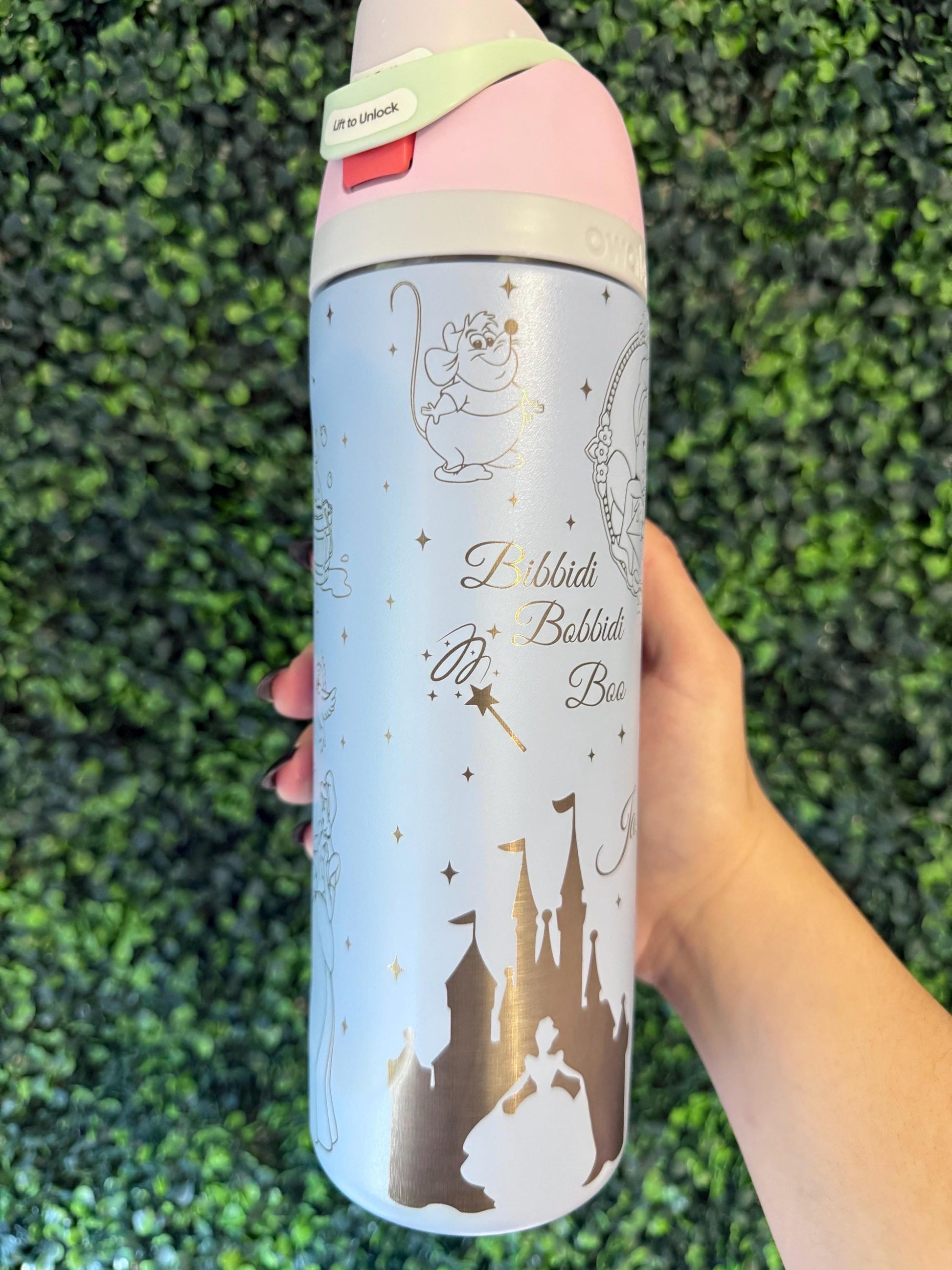 Cinderella Princess Movie 24oz Owala Free Sip, Engraved tumbler