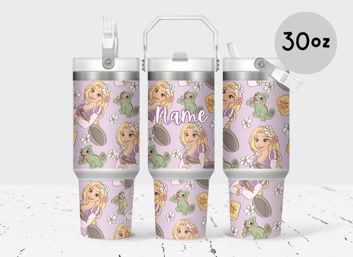 Disney Tangled Rapunzel 30oz Tumbler with Top handle, Personalized with name