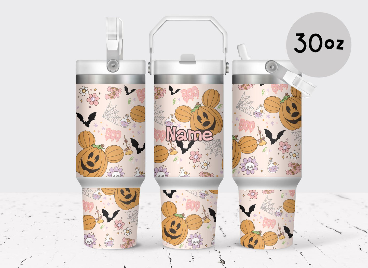 Spooky Halloween Disney Pumpkin 30oz Cup with Handle, Halloween princess, perfect Birthday Gift, Disney Fall Halloween