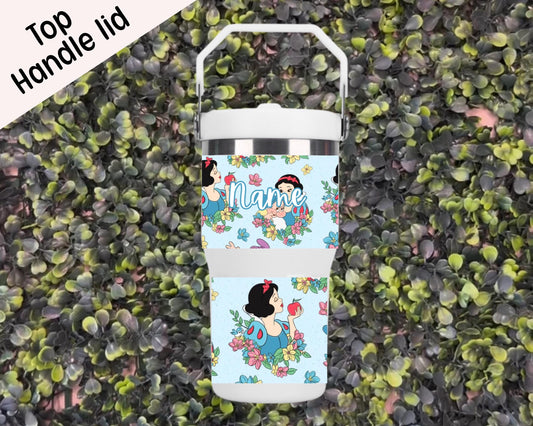 Kids Tumbler 20oz Flip Straw Water Bottle, Snow White, Princess, Tumbler with Handle, perfect Birthday Gift, Seven Dwarfs