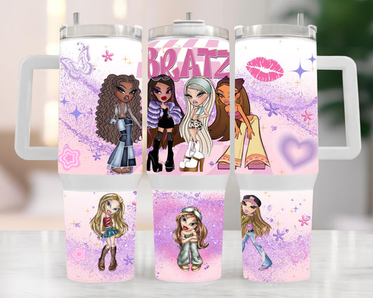 Personalized Tumbler Bratz Y2K Dolls, 40oz with Side handle, Personalized with name, Bratz Style