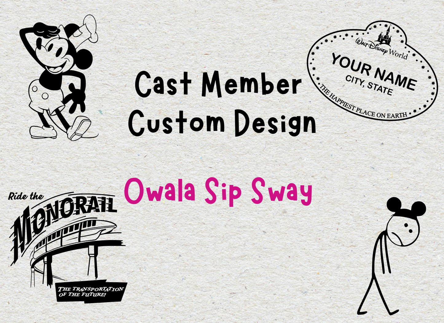 Cast Member Custom Design Engraved Owala Sip Sway