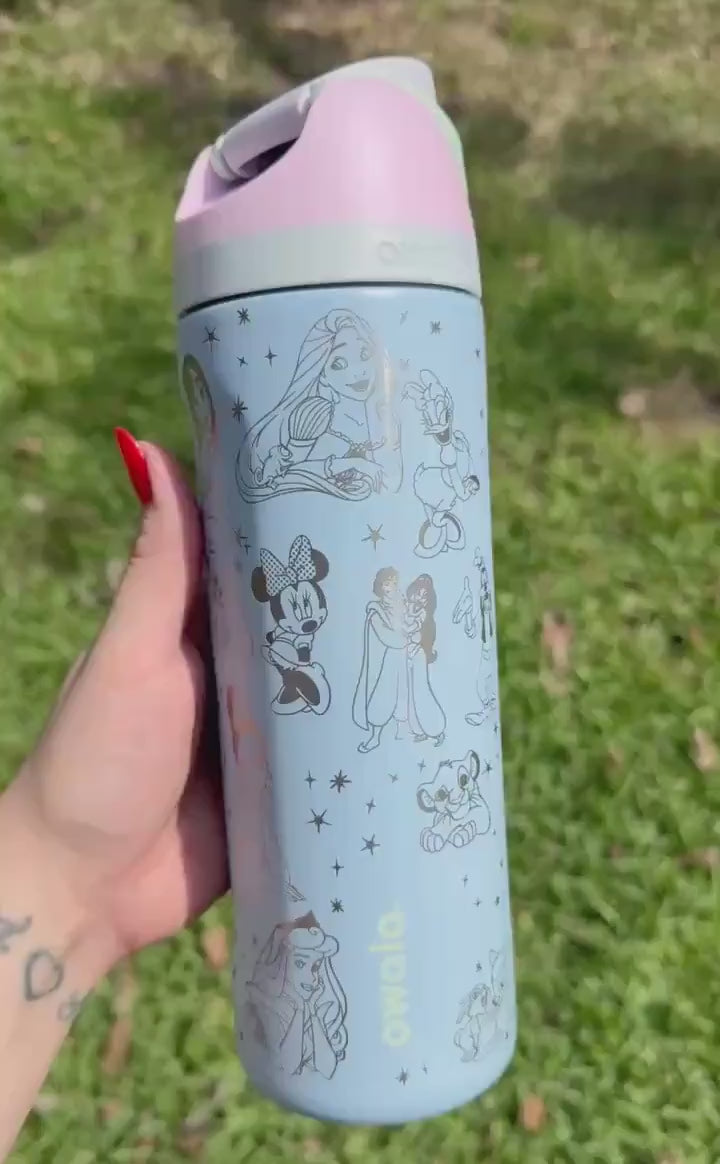 Custom Engraved Owala, Disney Castle Princess Movie Park Day, 24oz Free Sip, Engraved tumbler, Disney Cup Disney gift