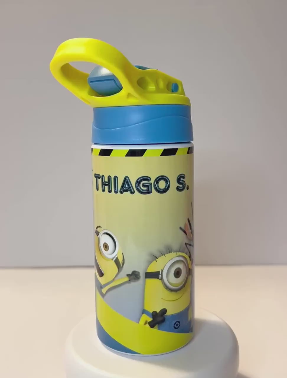 Kids SuperHeroes Water Bottle with NAME, Children's Designs Super Cute Gift for Toddler Kids with Flip Top and BPA free