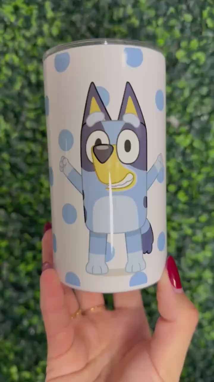 Kids Tumbler 11oz Cup with Handle, Bluey Bingo, Easter Basket Stuffer, Kids Water Bottle, perfect Birthday Gift, Blue Dog