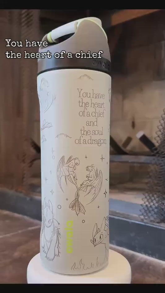 Custom Engraved Owala, Toothless and Hiccup, 24oz Free Sip, Laser Engraved, Dragon Tumbler, How to train your dragon engraved gifts