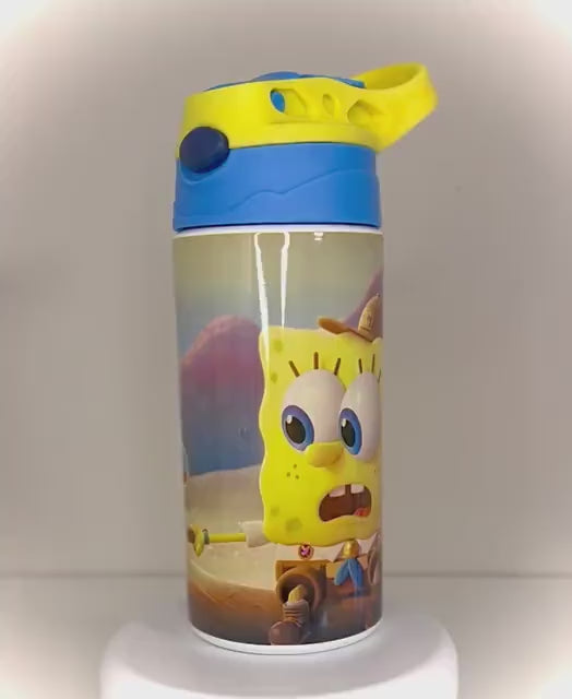 Kids Personalized Water Bottle Custom with Name 12oz Cup, Flip Top Tumbler, Kids Custom Thermal Travel Cup with Straw for School