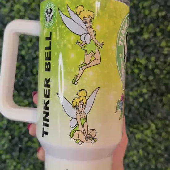 Tinker Bell, Tumbler 40oz, Stainless Steel Cup with Handle, Princess Water Bottle, perfect gift for her
