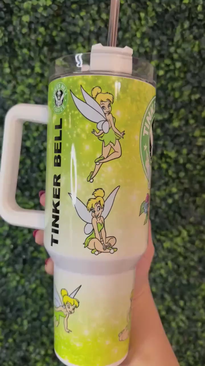 Tinker Bell, Tumbler 40oz, Stainless Steel Cup with Handle, Princess Water Bottle, perfect gift for her