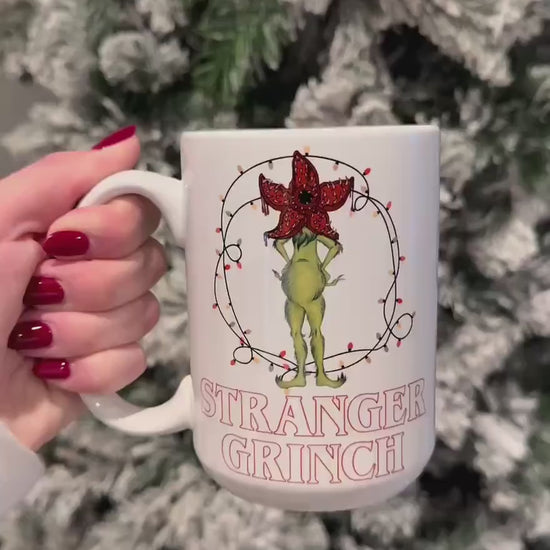 Stranger Things Mug 15oz Grinch Demogorgon, Stranger Grinch, Coffee Cup, Grinchmas