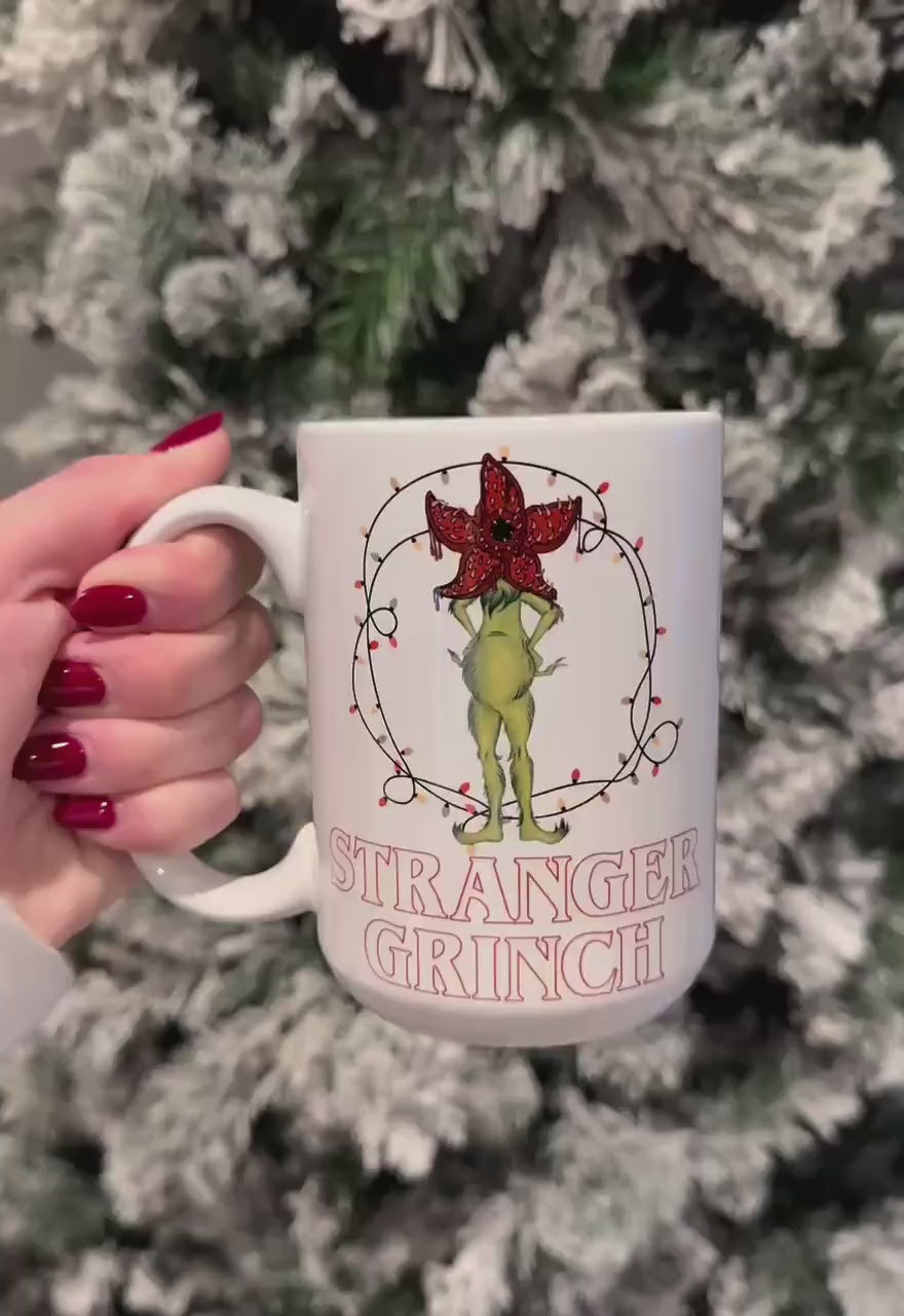 Stranger Things Mug 15oz Grinch Demogorgon, Stranger Grinch, Coffee Cup, Grinchmas