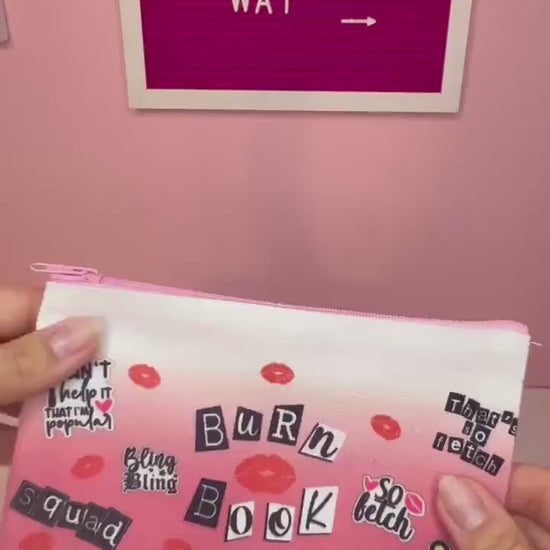 Makeup Bag, Burn Book, Mean Girls Makeup bag, Stocking Stuffer, Toiletry Bag, Makeup Organizer, Gossip, gift for her