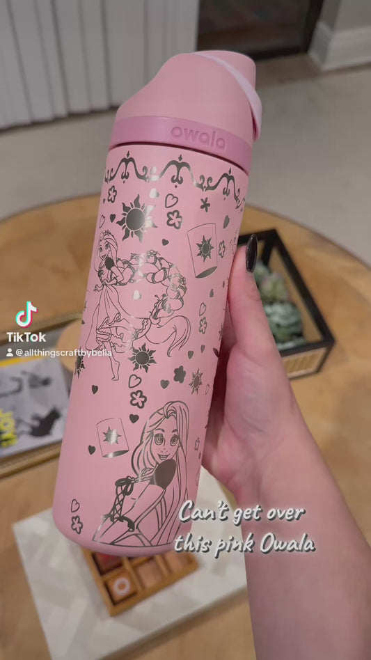 Disney Tangled Movie Princess Engraved Owala Free Sip, Rapunzel Tumbler