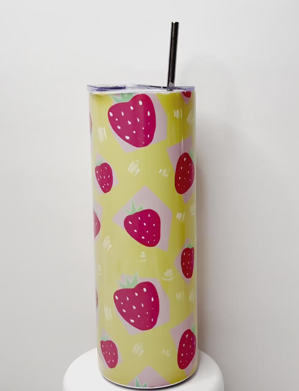 Personalized Strawberry Cup 20oz Insulated Tumbler Everyday Is a Fresh Start Collection - Customised Cup gift Straw Included