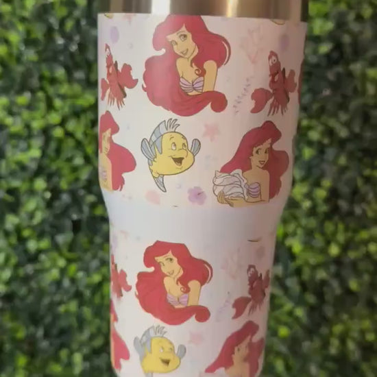 Kids Tumbler 20oz Flip Straw Water Bottle, Little Mermaid, Ariel, Tumbler with Handle, perfect Birthday Gift, Mermaid Princess