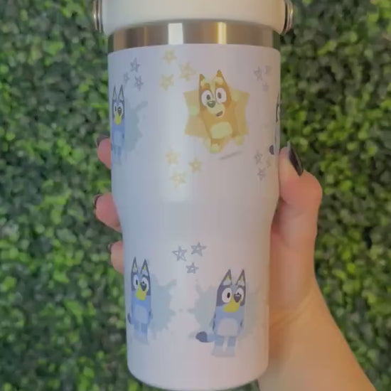 Kids Tumbler 20oz Cup with Handle, Bluey Bingo, Kids Water Bottle, perfect Birthday Gift, Blue Dog