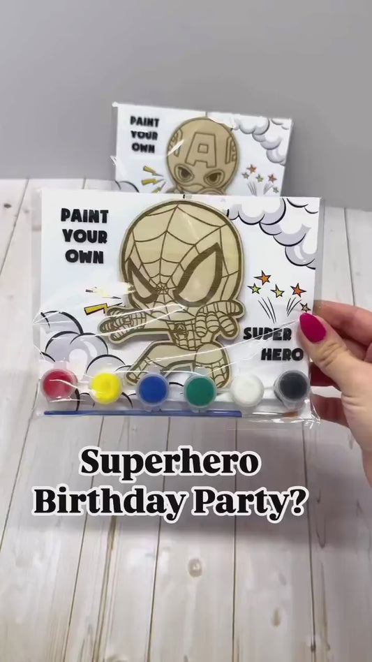 Personalized Party Favor Painting Kit for Kids, Superhero Birthday Party, Marvel Spiderman Ironman Captain America, Coloring Kit for kids