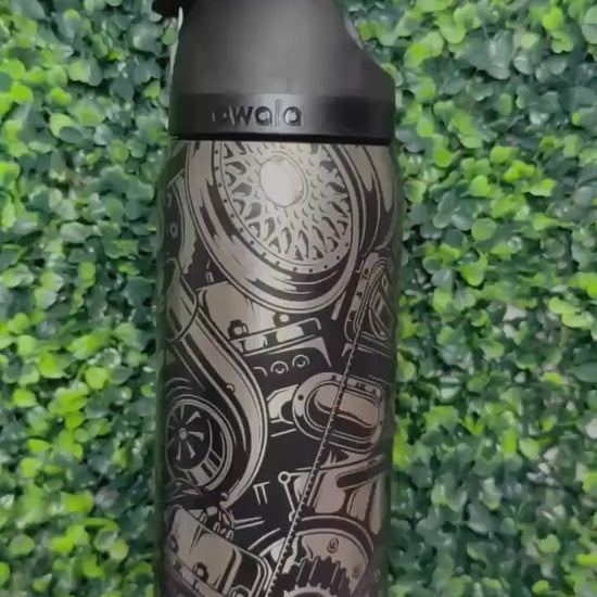 Custom Engraved Owala for men, Car Lover Engine, 32oz Free Sip, Cup for him, Engraved tumbler, Black tumbler, Gift for husband, Gift for men