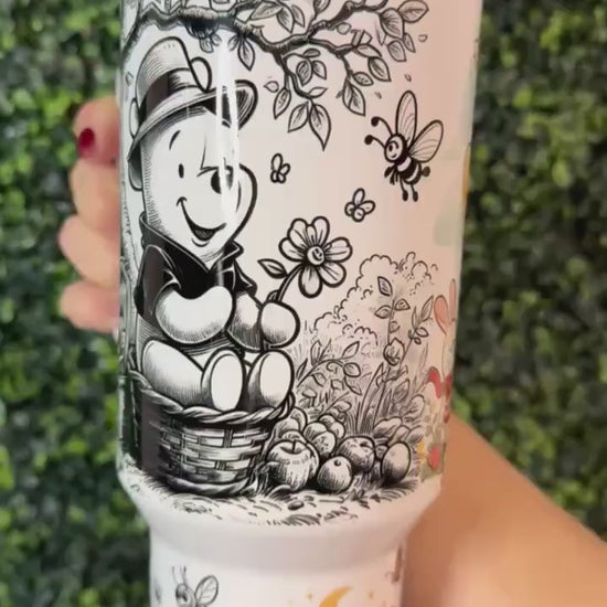 Winnie the Pooh, Tumbler 40oz, Stainless Steel Cup with Handle, Bear Water Bottle, Pooh bear, perfect gift for her