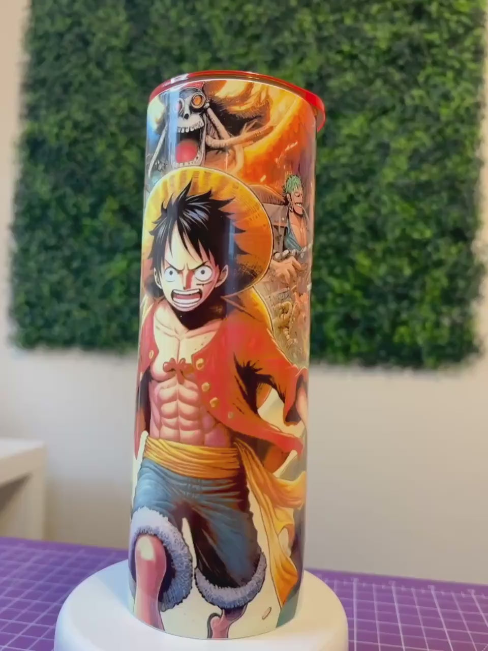 One Piece Cup Inspired Anime 20oz Tumbler, Monkey Luffy, Captain of the Straw Hat, Cosplay Gift