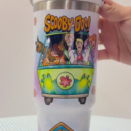 Cartoon Characters 30oz Tumbler, Mystery Dog Gang, Leak proof with Handle, Cartoon gift, 70s and 80s Cartoon