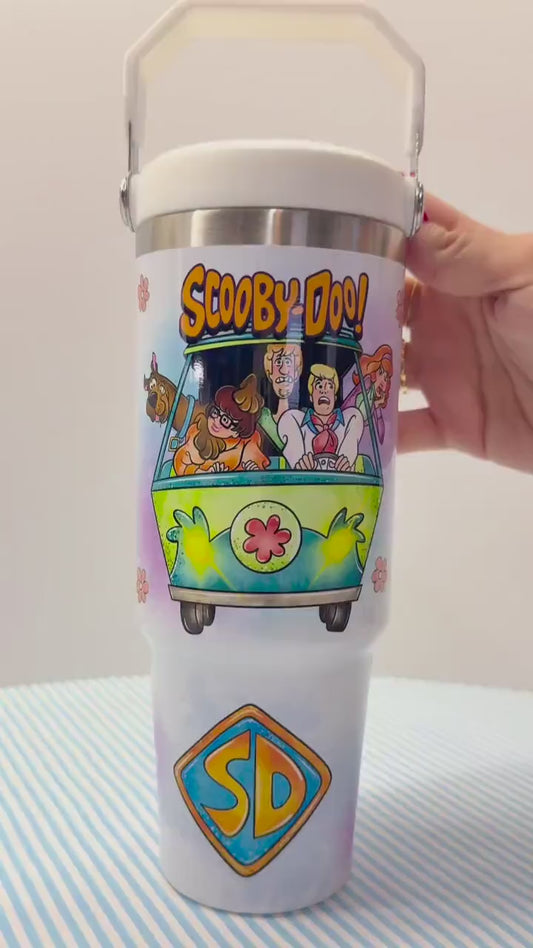 Cartoon Characters 30oz Tumbler, Mystery Dog Gang, Leak proof with Handle, Cartoon gift, 70s and 80s Cartoon