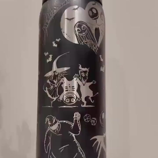 Custom Engraved Owala, Disney Nightmare Before Christmas,Owala Free Sip, Laser Engraved, Jack and Sally Tumbler, Disney engraved gifts