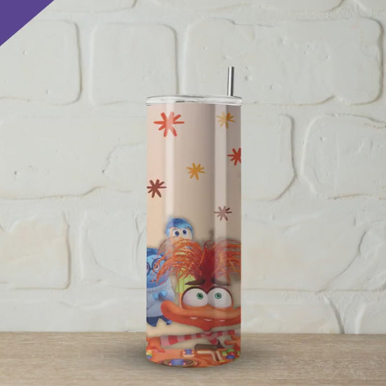Inside Out Tumbler Anxiety 20oz Travel Cup I’m fine Emotions, Groovy Emotional Support Skinny Mug Gift Idea