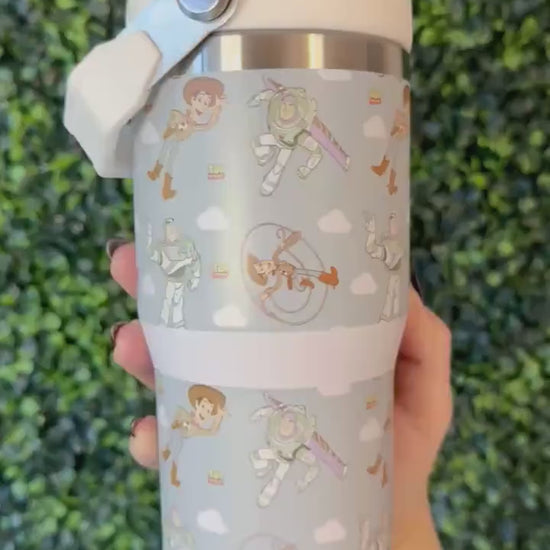 Kids Tumbler 20oz Flip Straw Water Bottle, Toy Story, Woody Buzz Lightyear, Tumbler with Handle, perfect Birthday Gift, Toy Story bottle
