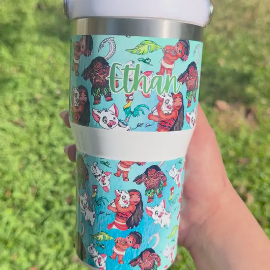 Kids Tumbler 20oz Cup with Handle,Moana Maui Water Bottle, Moana Maui tumbler, perfect Birthday Gift, Ocean Princess