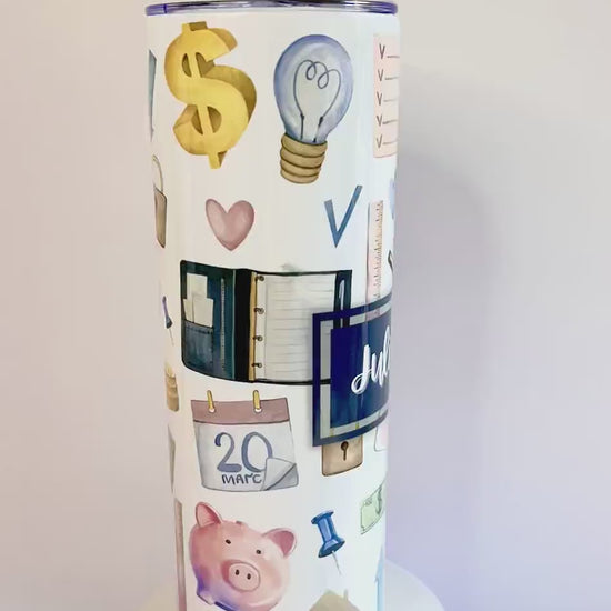 Personalized Tumbler, Accountant 20oz Stainless Steel Tumbler for Financial Advisor with Name, Planner, Gift for coworkers