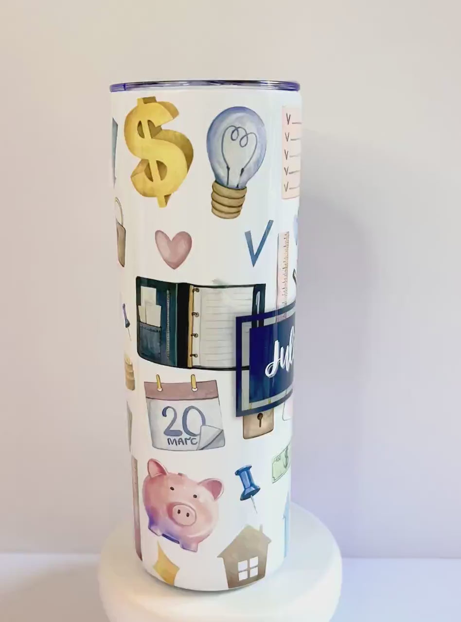 Personalized Tumbler, Accountant 20oz Stainless Steel Tumbler for Financial Advisor with Name, Planner, Gift for coworkers