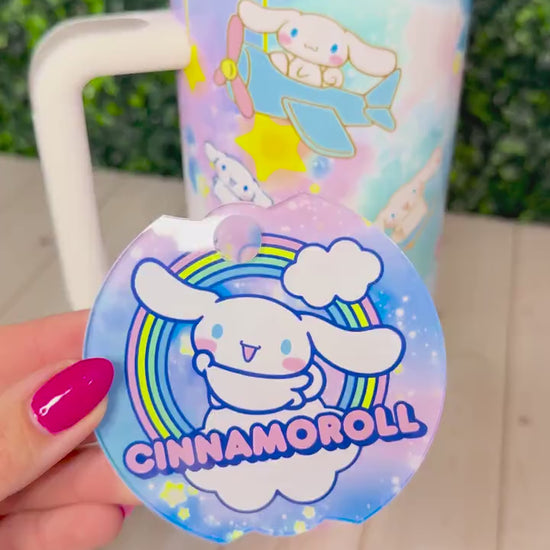 Cinnamoroll Tumbler 40oz with Handle, HK, Cinnamon Roll and friends, Rainbow tumbler, Kawaii tumbler, Kitty and friends, Kawaii gift