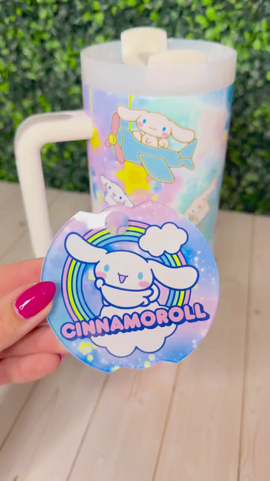 Cinnamoroll Tumbler 40oz with Handle, HK, Cinnamon Roll and friends, Rainbow tumbler, Kawaii tumbler, Kitty and friends, Kawaii gift