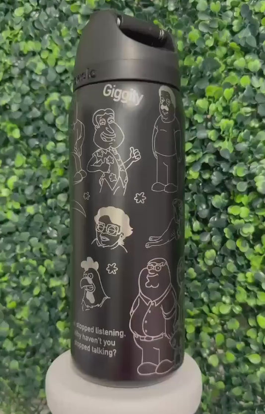 Family Guy Owala Freesip Engraved Tumbler, Peter Griffin Stewie Griffin Brian Dog Glenn Quagmire