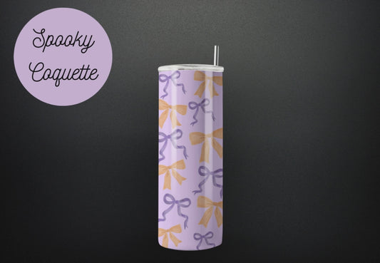 Spooky Coquette Halloween 20oz Cup, Coquette Bows Fall themed Stainless Steel Tumbler perfect Halloween gift