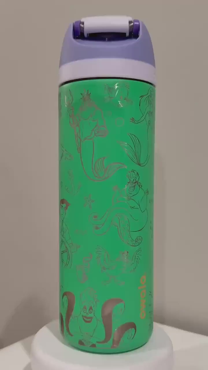 Custom Engraved Owala, Little Mermaid Movie Mermaid Princess, 24oz Free Sip, Engraved tumbler, Ariel Flounder Sebastian, Red hair mermaid