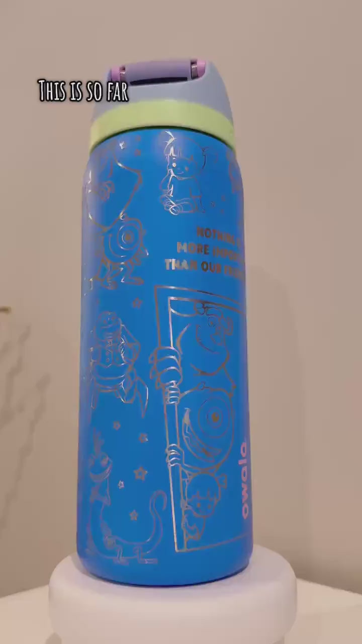 Custom Engraved Owala, Disney Monsters Inc Movie Park Day, Owala Free Sip, Engraved tumbler, Disney Cup Disney gift Mike and Sully and Boo