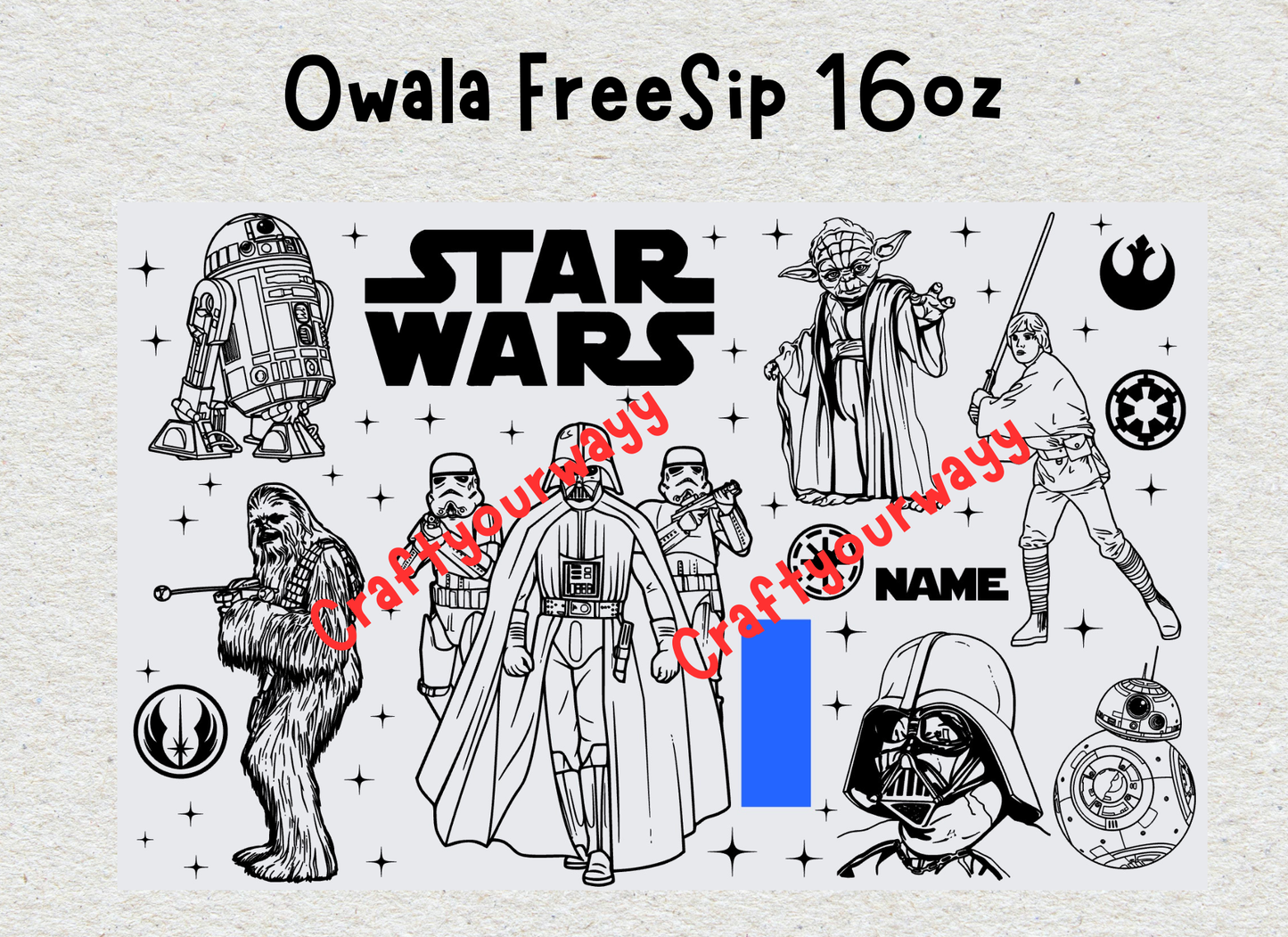 Star Wars Engraved Owala Free Sip 16oz, Darth Vader